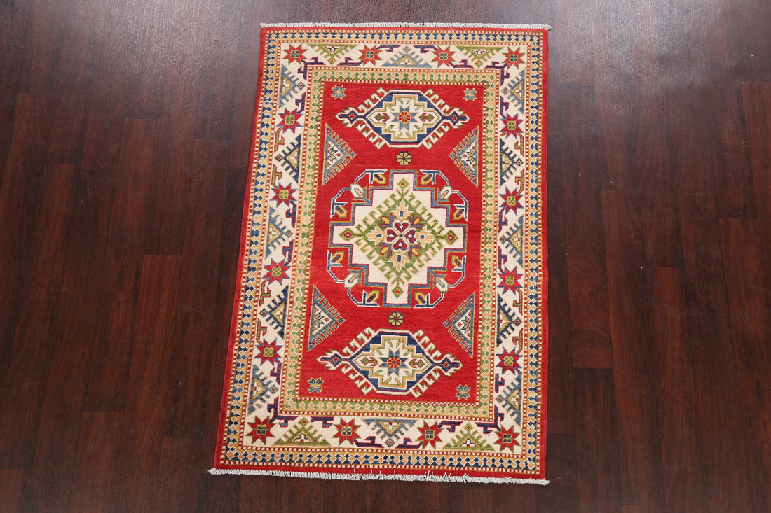 Geometric Red Kazak Oriental Area Rug 3x5