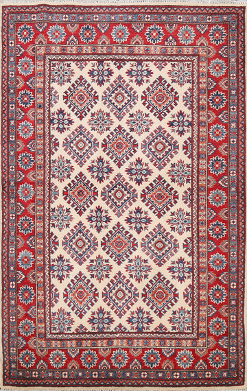 Geometric Kazak Oriental Area Rug 4x6