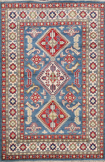 Geometric Kazak Oriental Area Rug 4x6