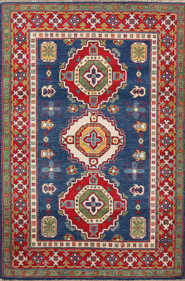 Geometric Kazak Oriental Area Rug 4x6