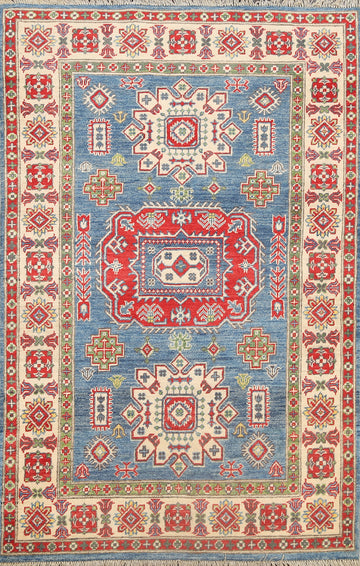 Geometric Kazak Oriental Area Rug 4x6