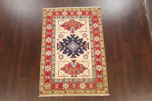 Geometric Kazak Oriental Area Rug 4x6