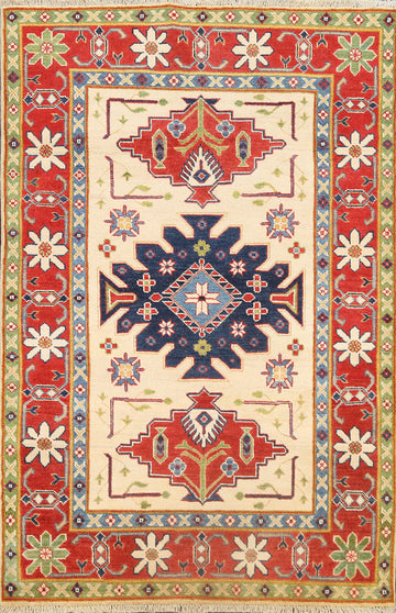 Geometric Kazak Oriental Area Rug 4x6