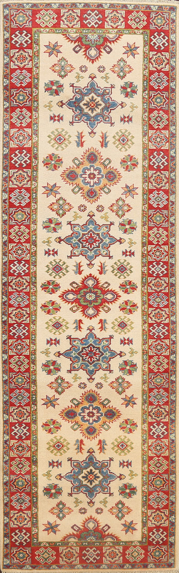 Geometric Kazak Oriental Runner Rug 3x10