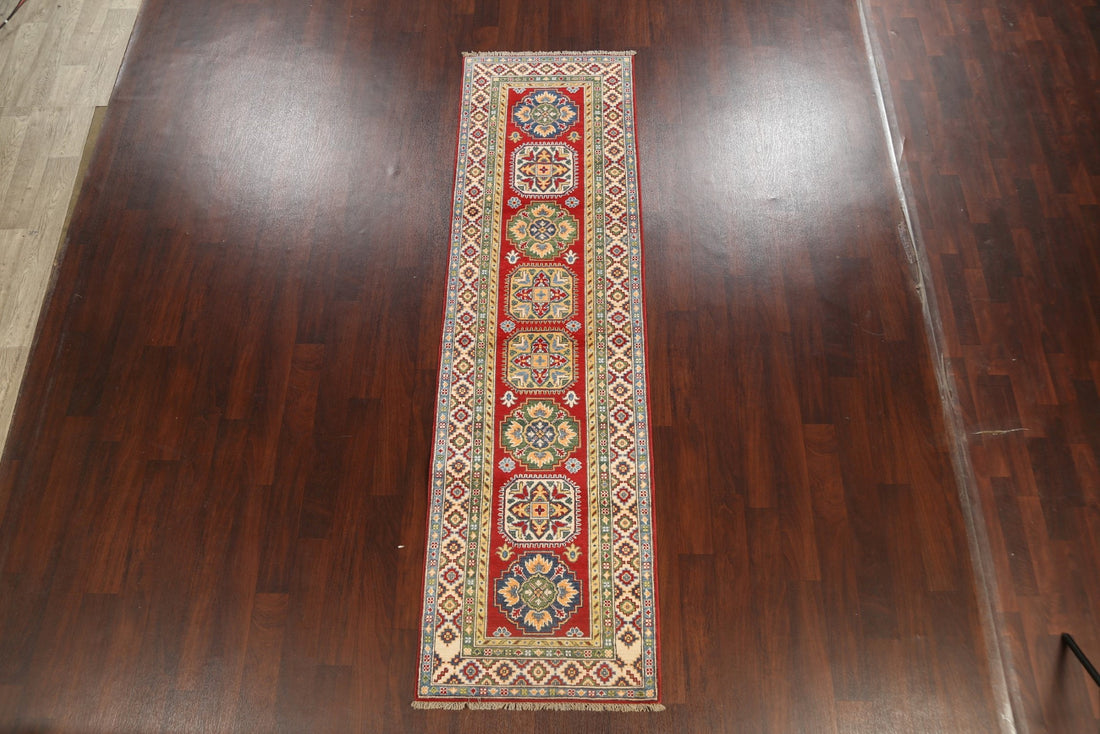 Geometric Kazak Oriental Runner Rug 3x10