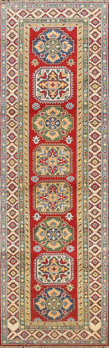 Geometric Kazak Oriental Runner Rug 3x10