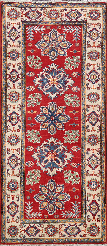 Geometric Red Kazak Oriental Area Rug 3x6