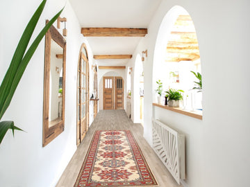 Geometric Kazak Oriental Runner Rug 3x10