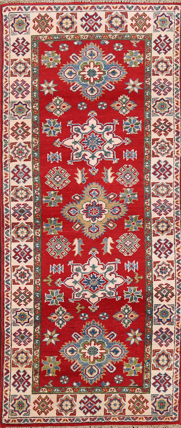 Geometric Red Kazak Oriental Area Rug 3x6