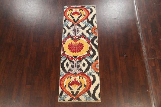 All-Over Floral IKats Oriental Runner Rug 3x8