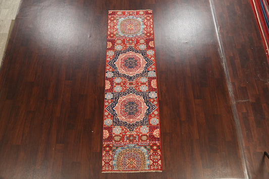 Geometric Mamluk Oriental Runner Rug 3x9