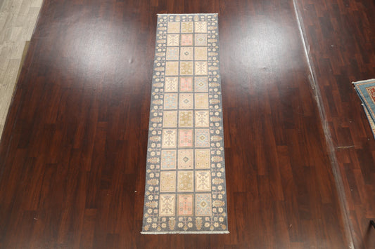 Geometric Kazak Oriental Runner Rug 3x10