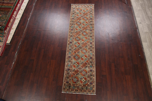 Elephant Foot Geometric Kazak Oriental Runner Rug 3x10