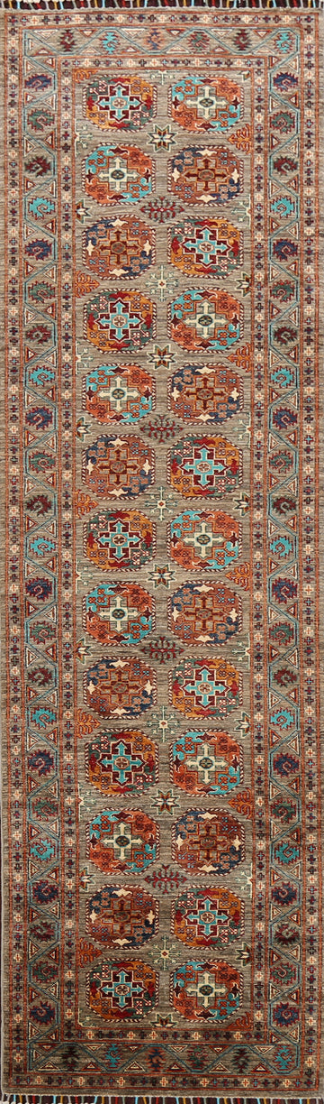 Elephant Foot Geometric Kazak Oriental Runner Rug 3x10