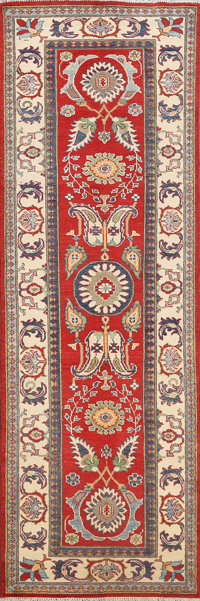 Floral Kazak Oriental Runner Rug 3x9