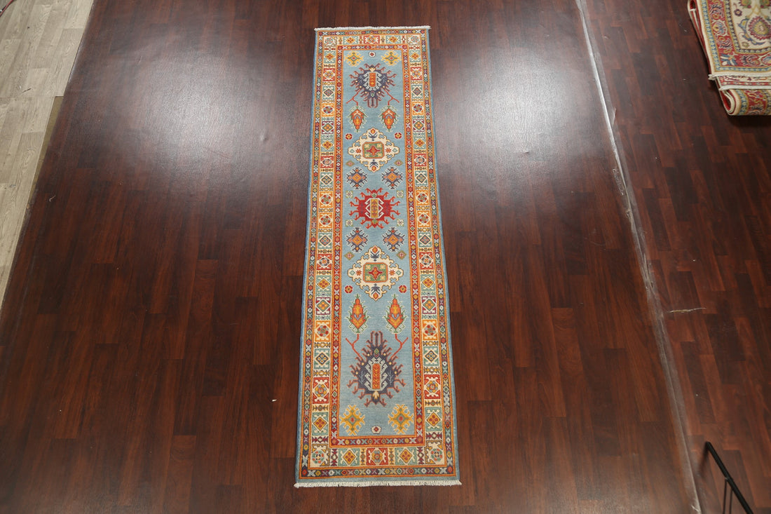 Geometric Kazak Oriental Runner Rug 3x10