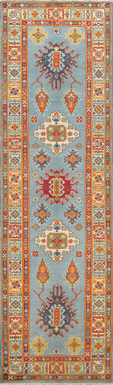 Geometric Kazak Oriental Runner Rug 3x10