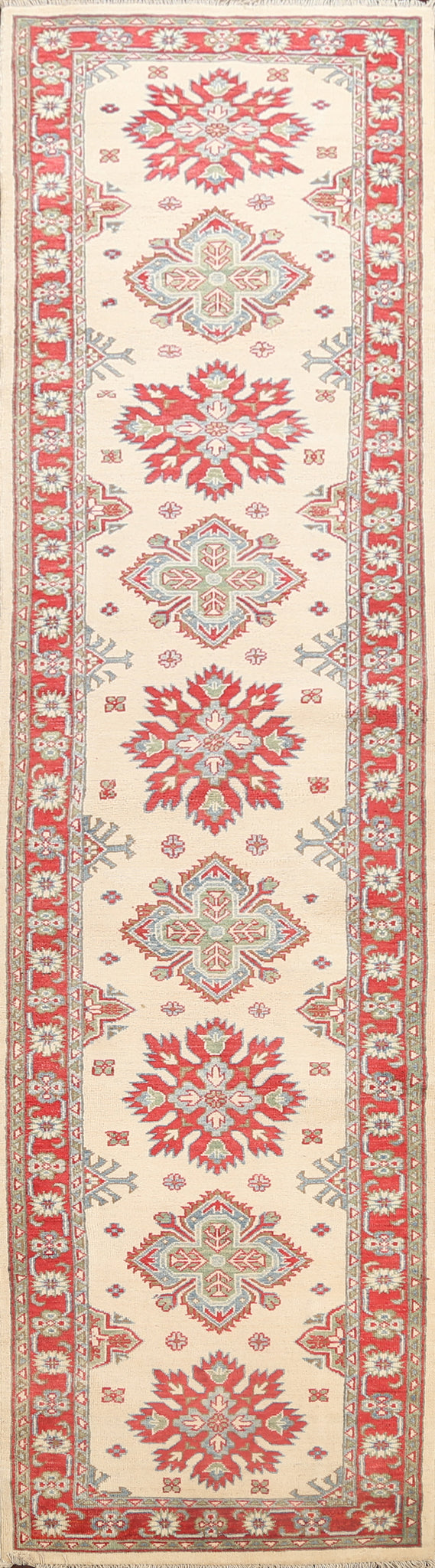 Geometric Kazak Oriental Runner Rug 3x12