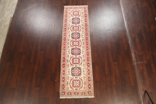 Geometric Kazak Oriental Runner Rug 3x10