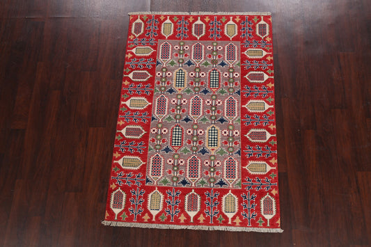 Geometric Kazak Oriental Area Rug 4x6