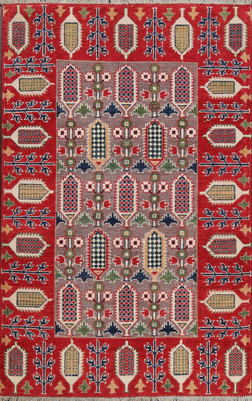 Geometric Kazak Oriental Area Rug 4x6