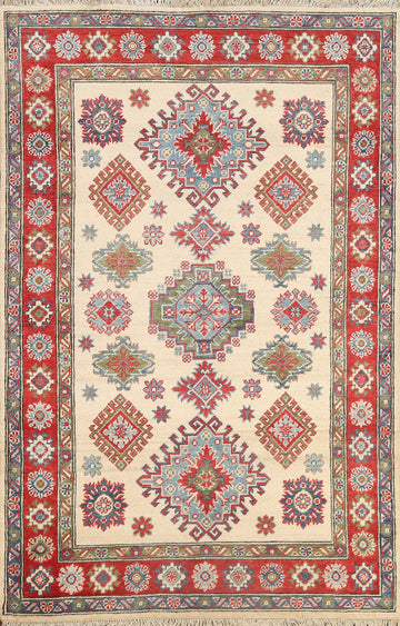 Geometric Kazak Oriental Area Rug 4x6