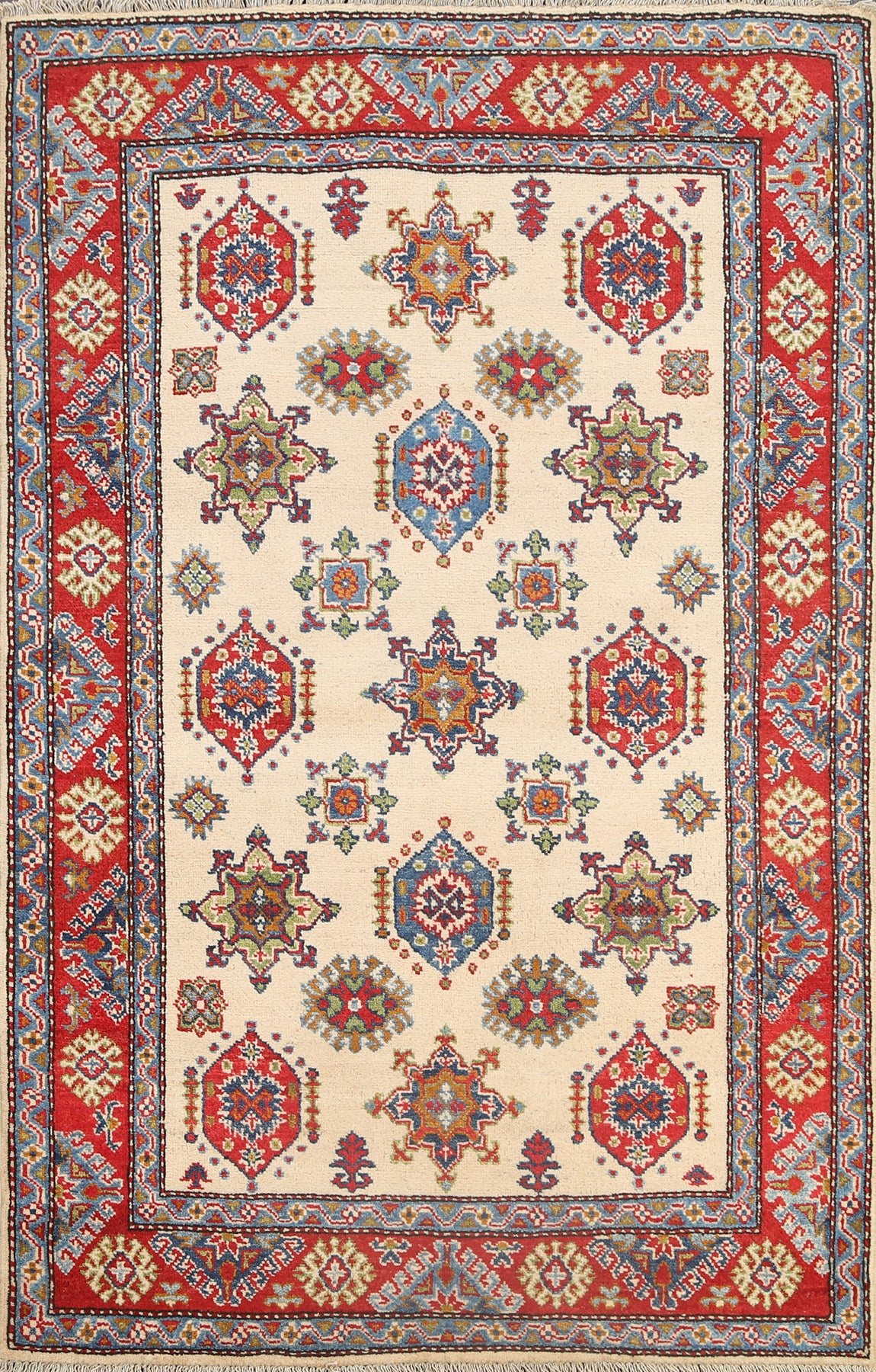 Geometric Kazak Oriental Area Rug 4x6