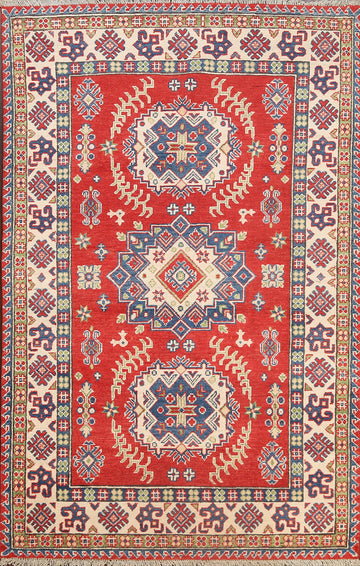 Geometric Kazak Oriental Area Rug 4x6