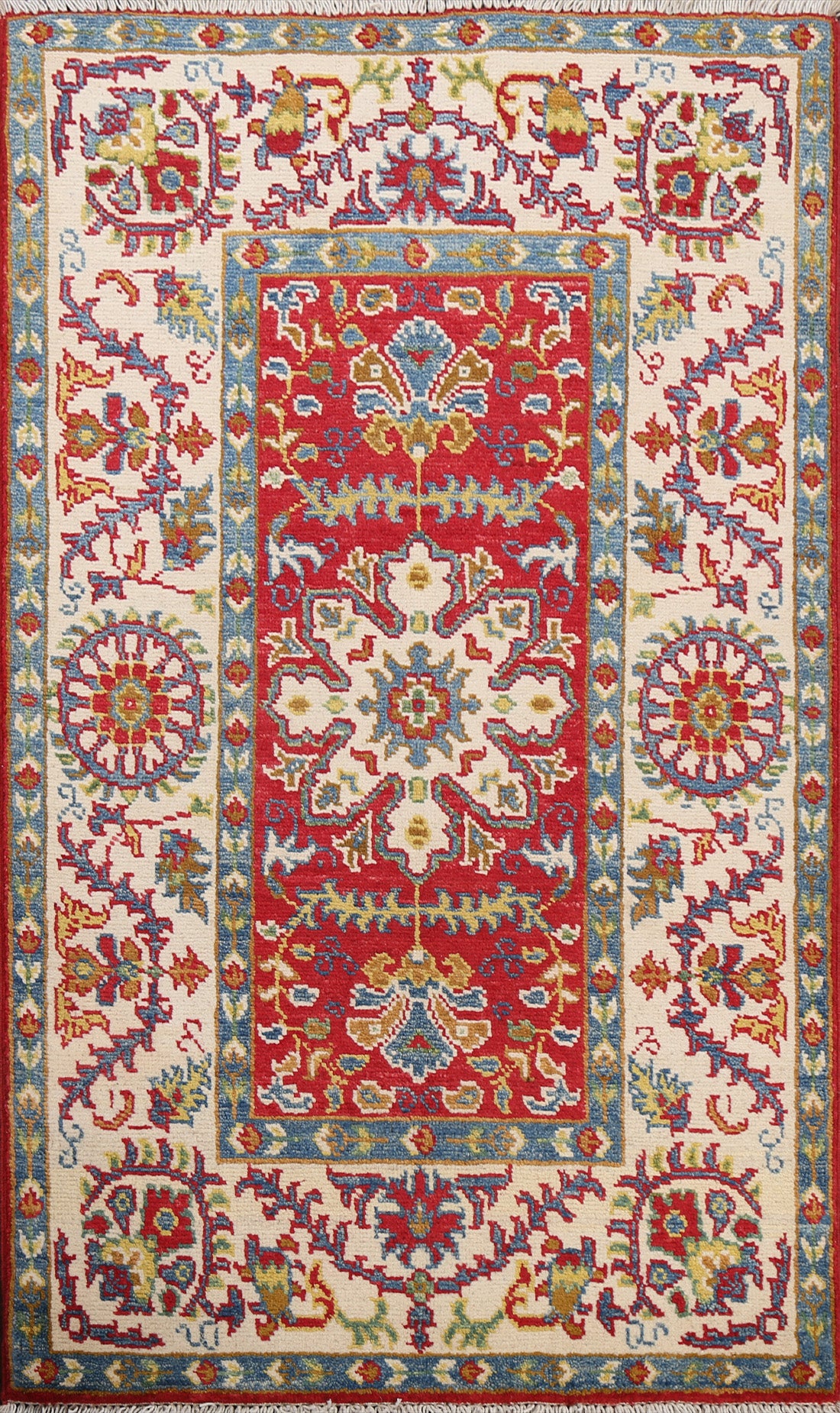 Geometric Kazak Oriental Area Rug 3x4