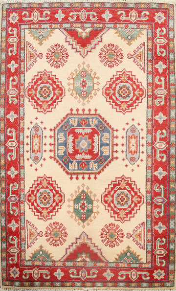 Geometric Kazak Oriental Area Rug 3x4