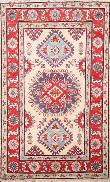 Geometric Kazak Oriental Area Rug 3x4