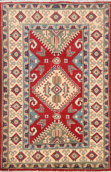 Geometric Kazak Oriental Area Rug 3x4