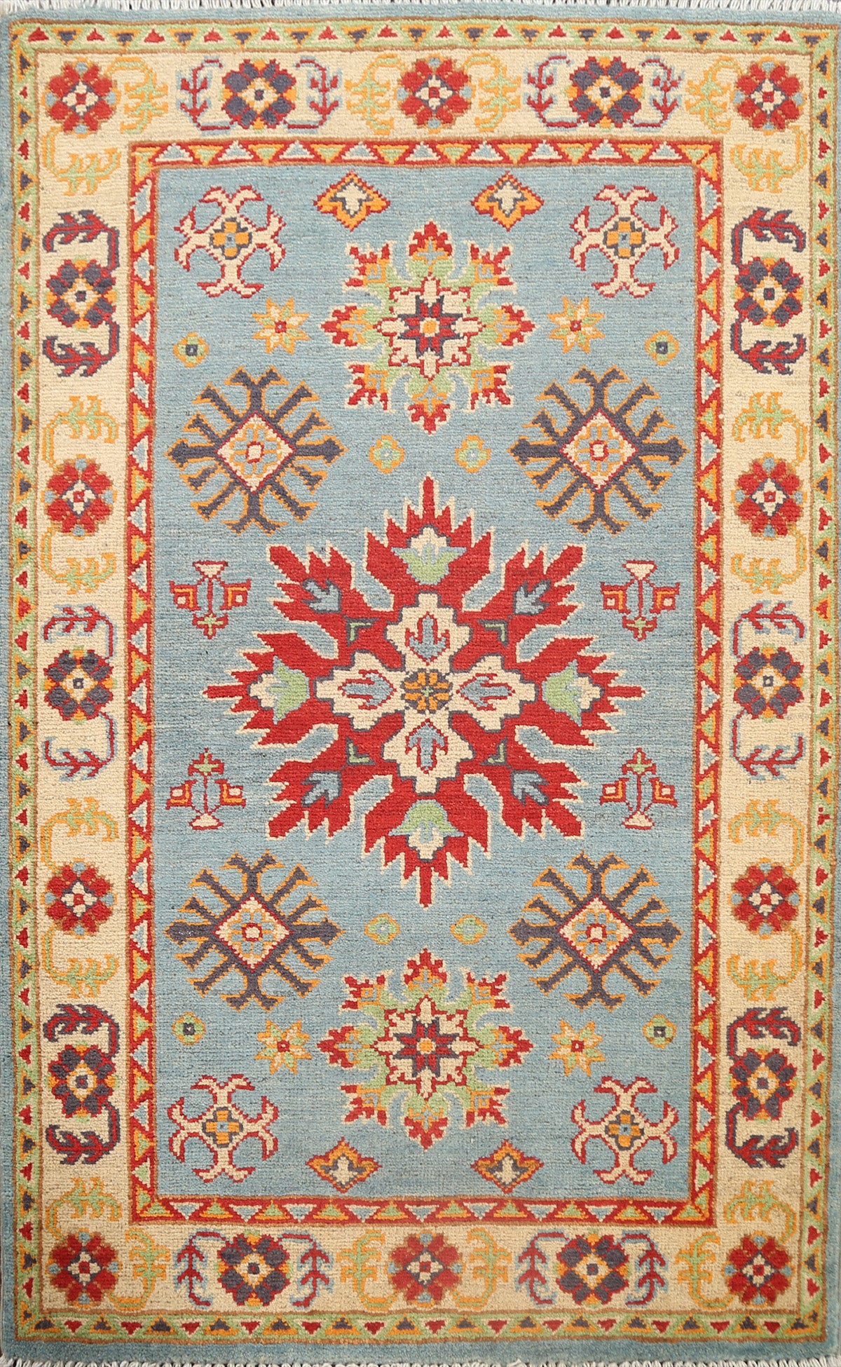 Geometric Kazak Oriental Area Rug 3x4