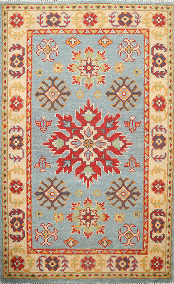 Geometric Kazak Oriental Area Rug 3x4