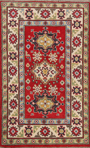 Geometric Kazak Oriental Area Rug 3x4