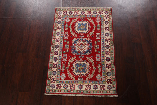 Geometric Kazak Oriental Area Rug 3x4