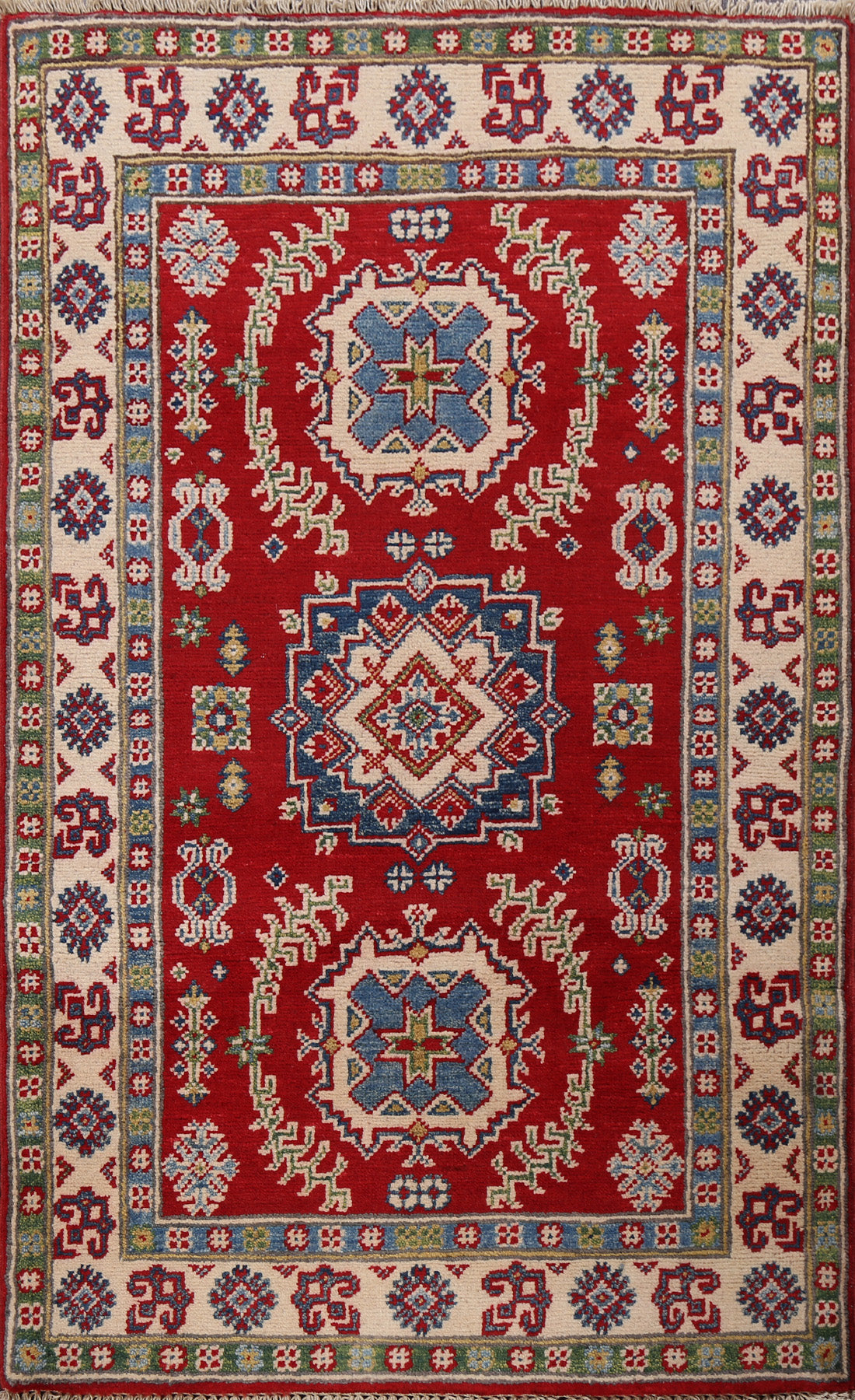 Geometric Kazak Oriental Area Rug 3x4