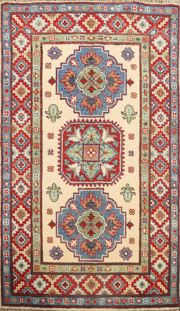 Geometric Kazak Oriental Area Rug 3x4