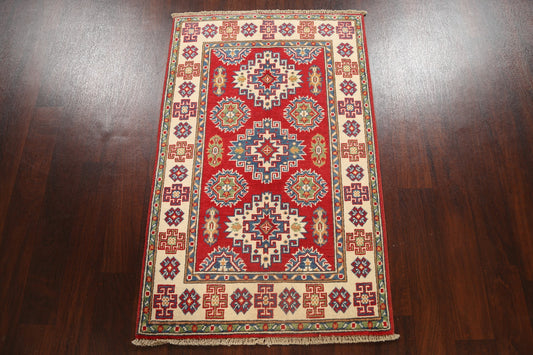 Geometric Red Kazak Oriental Area Rug 3x4