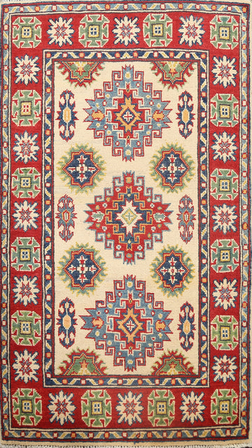 Geometric Kazak Oriental Area Rug 3x4