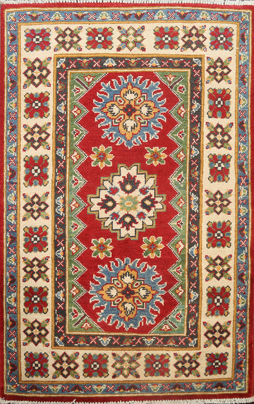 Geometric Kazak Oriental Area Rug 3x4