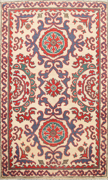 Geometric Kazak Oriental Area Rug 3x4