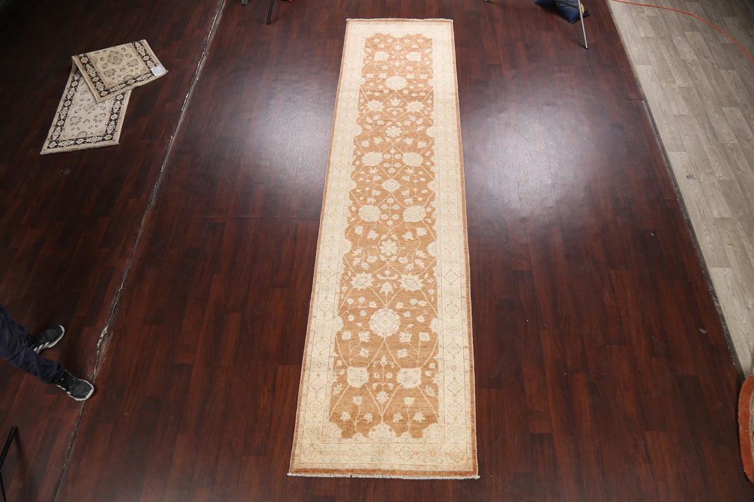 Vegetable Dye Floral Peshawar Chobi Oriental Runner Rug 3x13