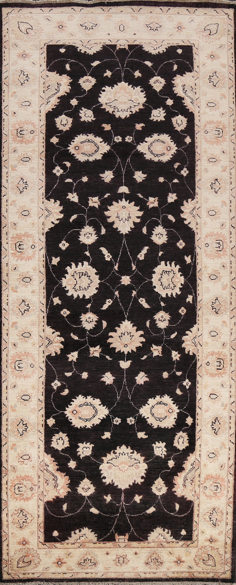 Vegetable Dye Floral Peshawar Chobi Oriental Runner Rug 4x10