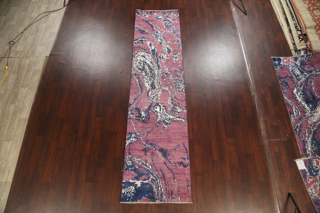 Artistic Modern Abstract Oriental Runner Rug 3x12