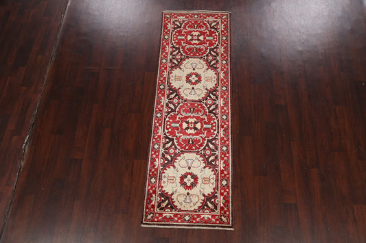 Floral Red Kazak Oriental Runner Rug 3x8