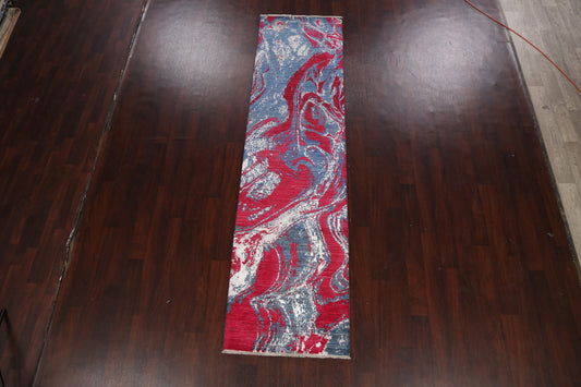 Artistic Contemporary Abstract Oriental Runner Rug 3x10