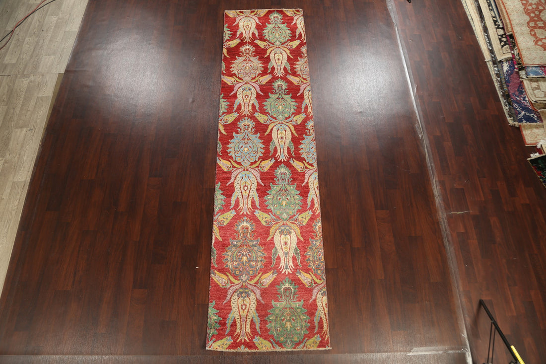 Vegetable Dye Abstract Oriental Runner Rug 3x12