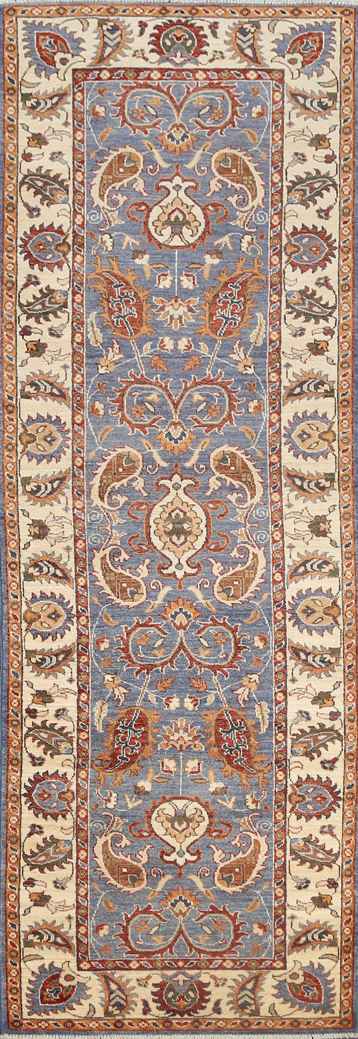 Vegetable Dye Floral Peshawar Chobi Oriental Runner Rug 3x9