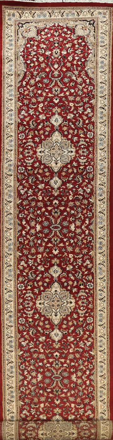 Vegetable Dye Red Floral Kashan Oriental Runner Rug 3x17